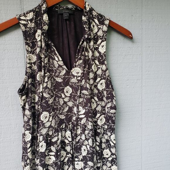J Crew Off White Black Floral Peplum Tank Top XS - Picture 2 of 9